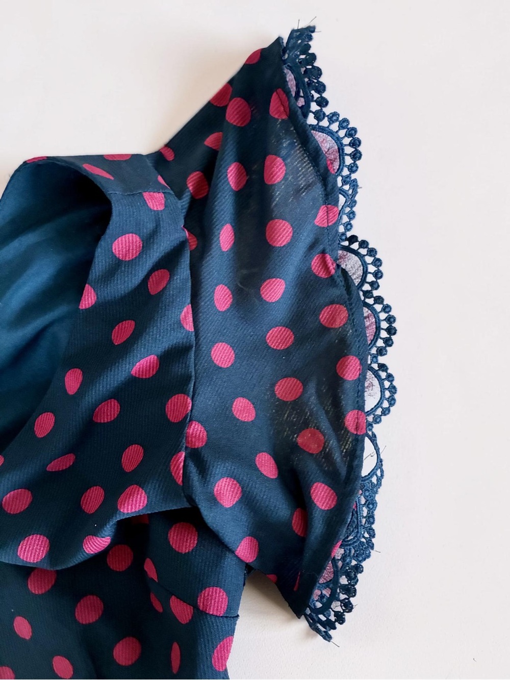 BB Dakota Navy Dress with Red Dot Print and V-Back - Picture 5 of 8